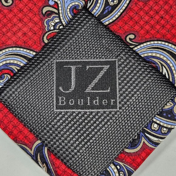 JZ Richards Red & Black Paisley Silk Tie Classic Necktie Handmade In USA - Picture 4 of 12